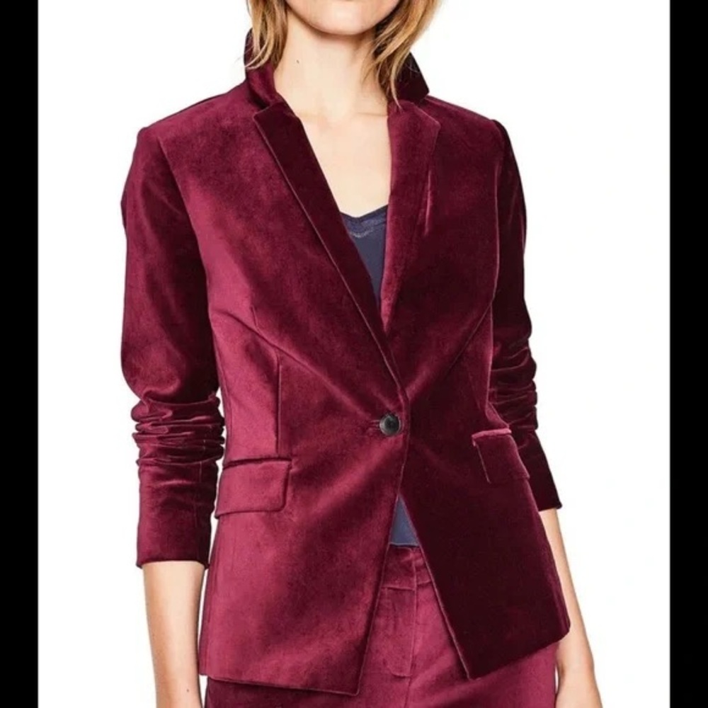 Boden Velvet Blazer in Deep Burgundy